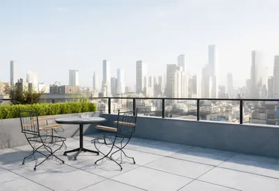 Rooftop Terrace Meeting in soft daylight