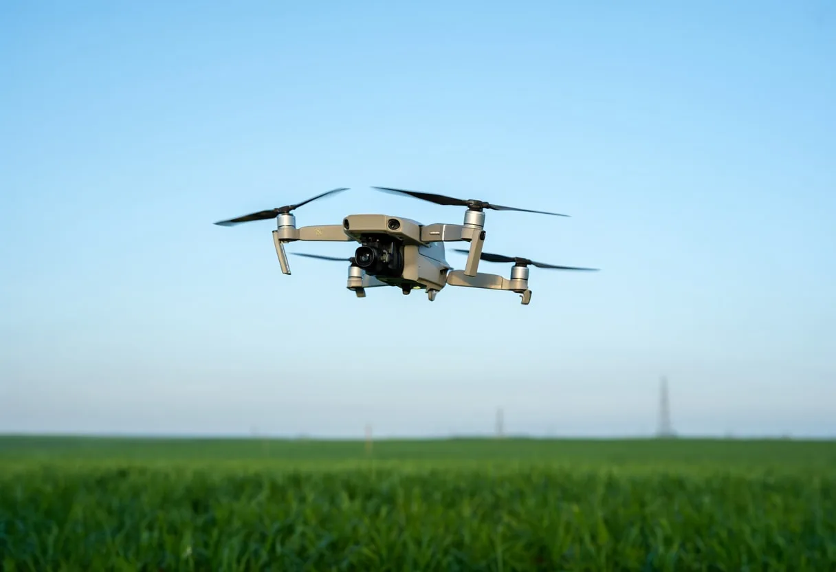 Drone Hovering above a Field