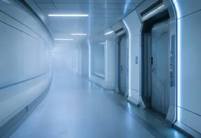 Futuristic Corridor in Fog