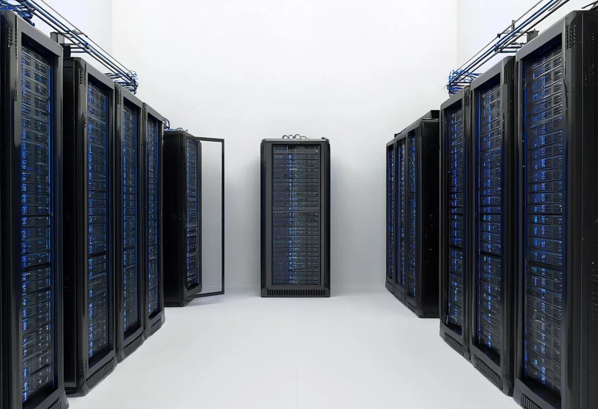 Server Rack Aisle in a clean studio