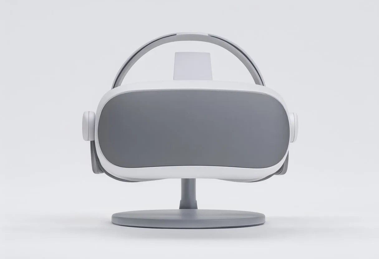 VR Headset on a Stand in a clean studio