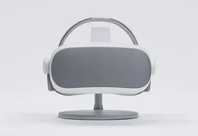 VR Headset on a Stand in a clean studio