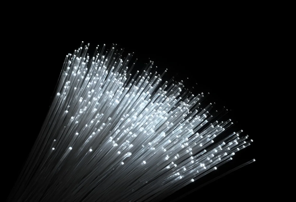 Fibre Optic Strands Glowing in a clean studio