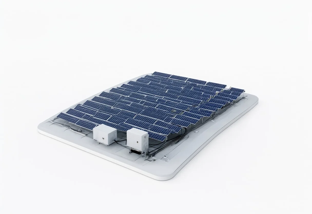 Solar Panels and Inverters in a clean studio