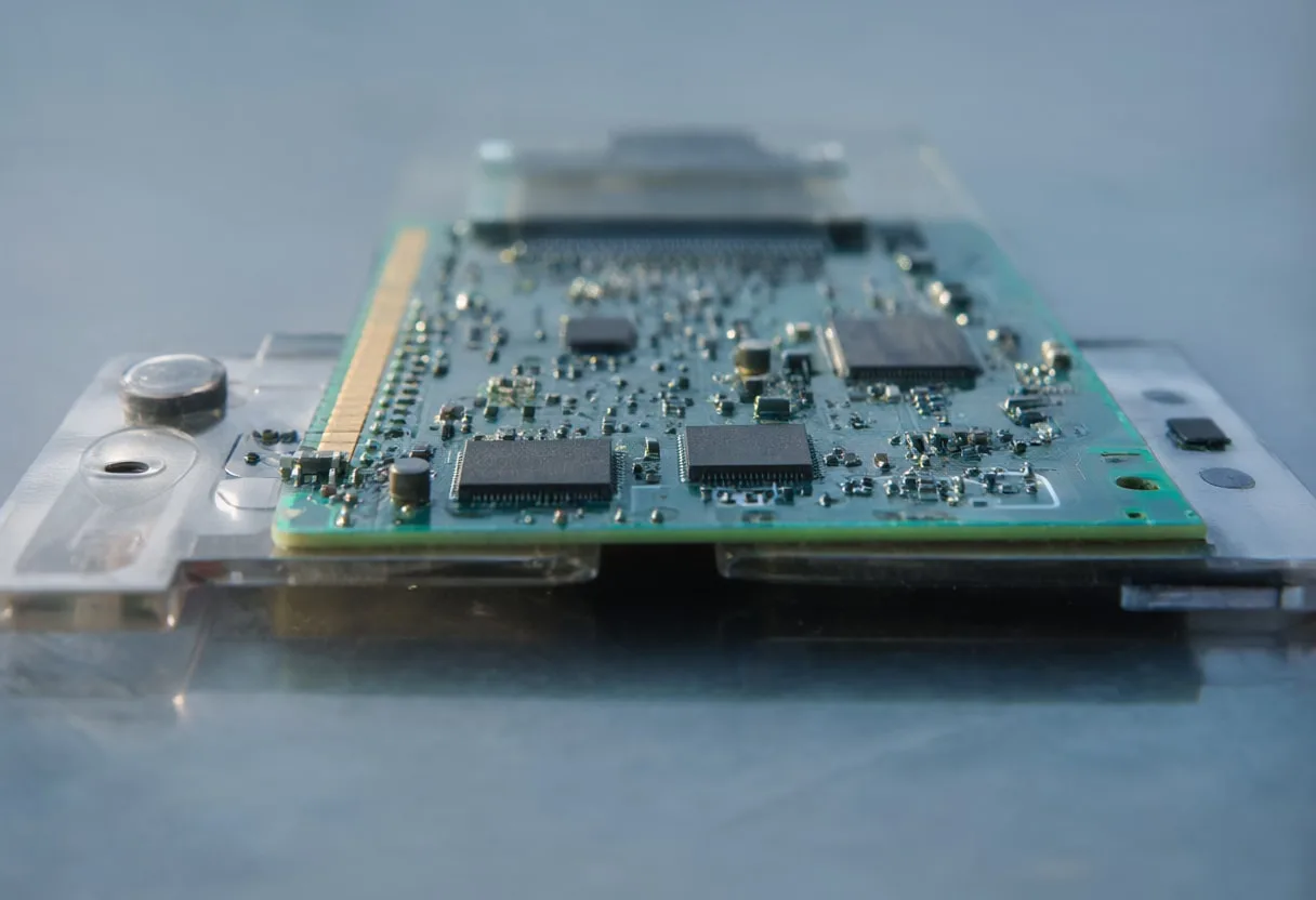 Circuit Board Macro with Shallow Depth at dusk