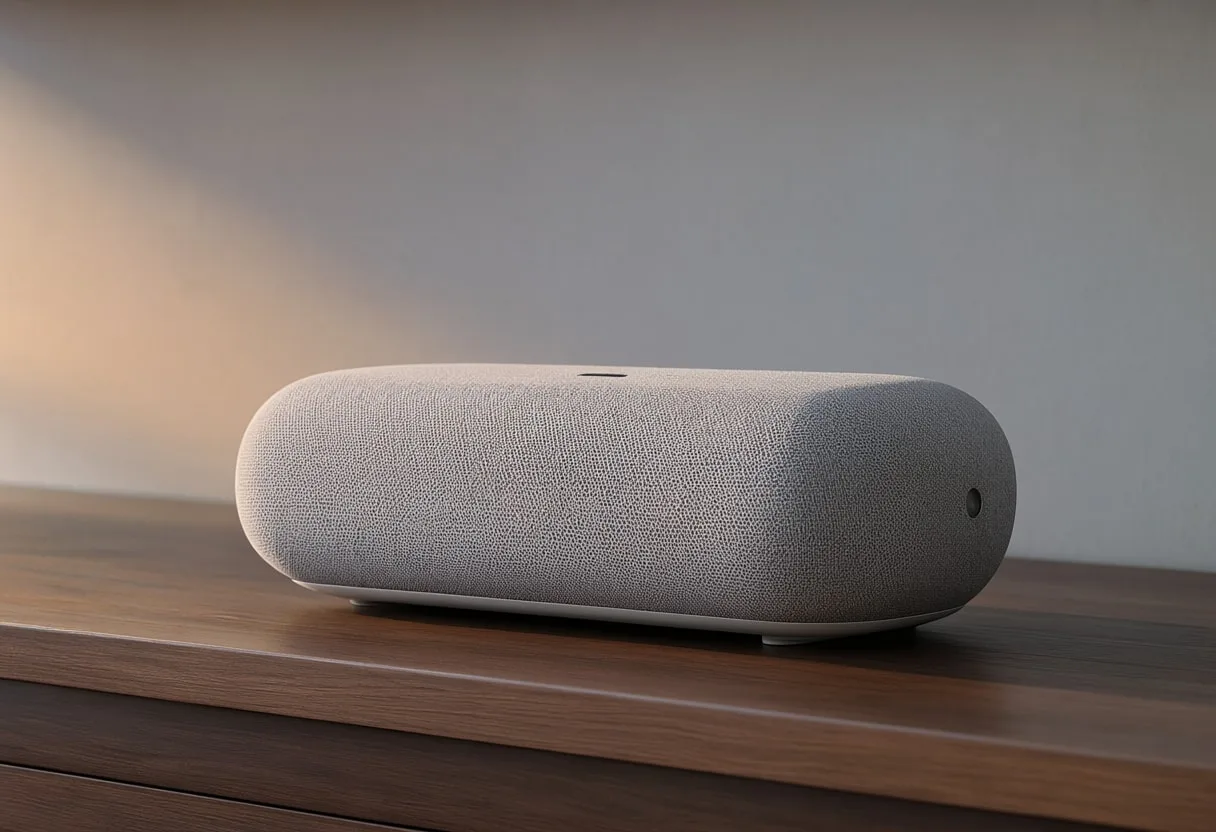 Smart Speaker on a Shelf at dusk