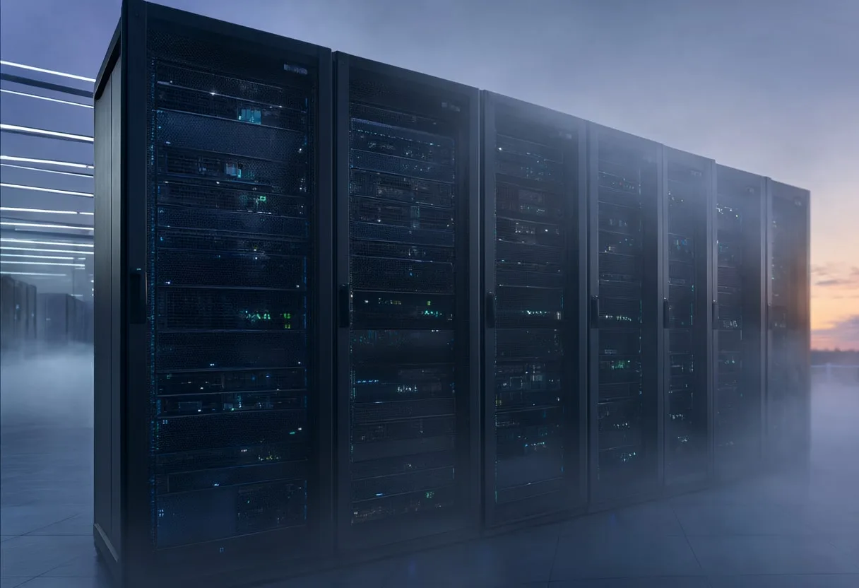 Server Room with Fog at dusk