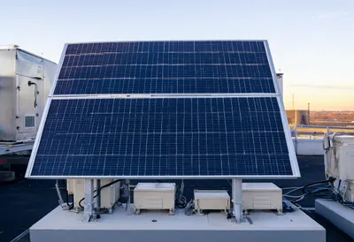 Solar Panels and Inverters at dusk