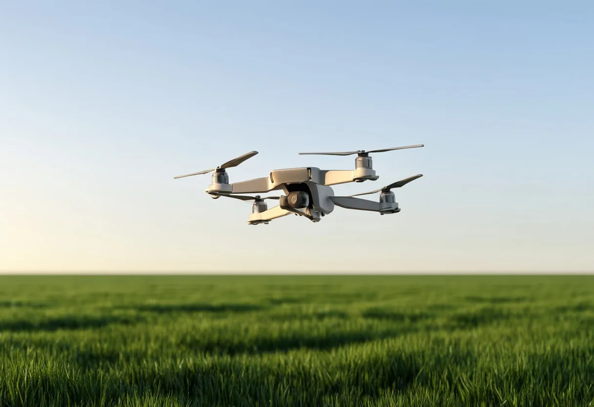 Drone Hovering above a Field with soft rim light