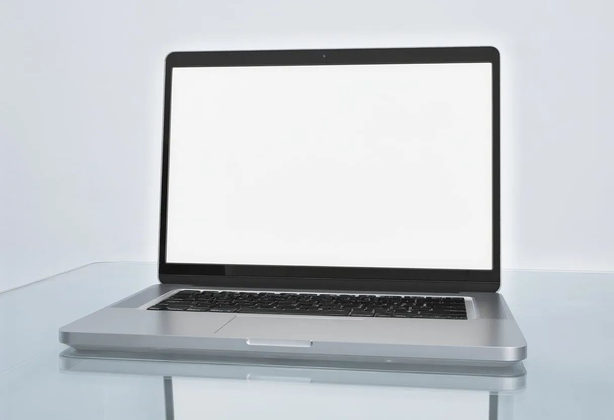 Laptop on a Glass Desk with soft rim light