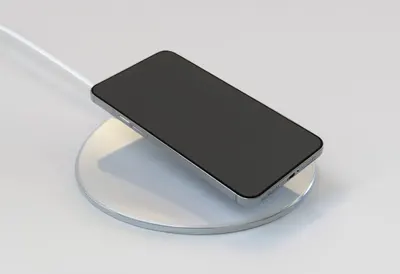 Smartphone on a Wireless Charger with soft rim light