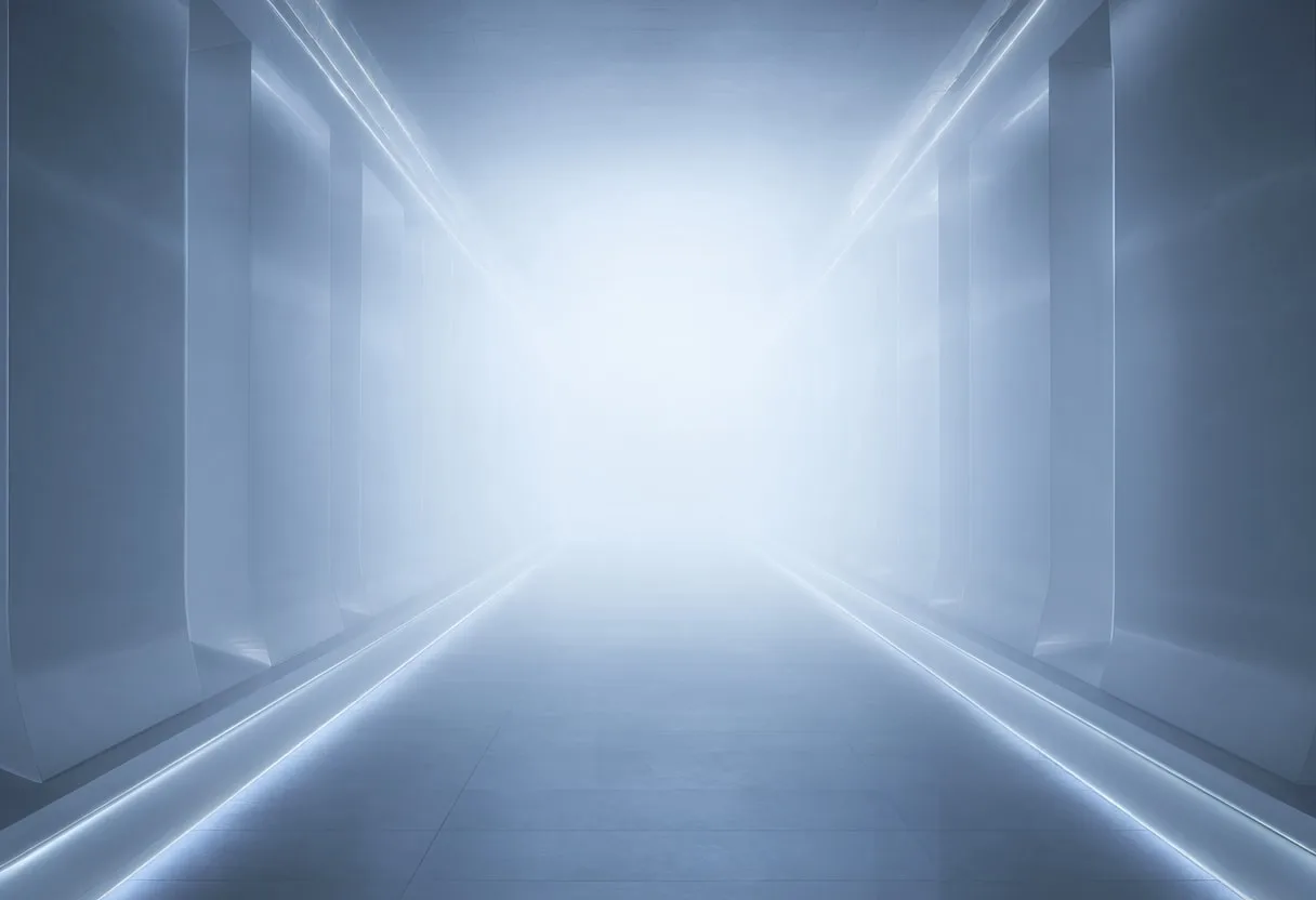 Futuristic Corridor in Fog with soft rim light