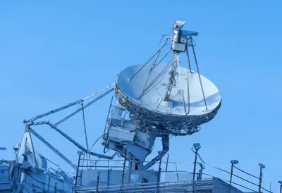 Satellite Dish Array with cool blue light