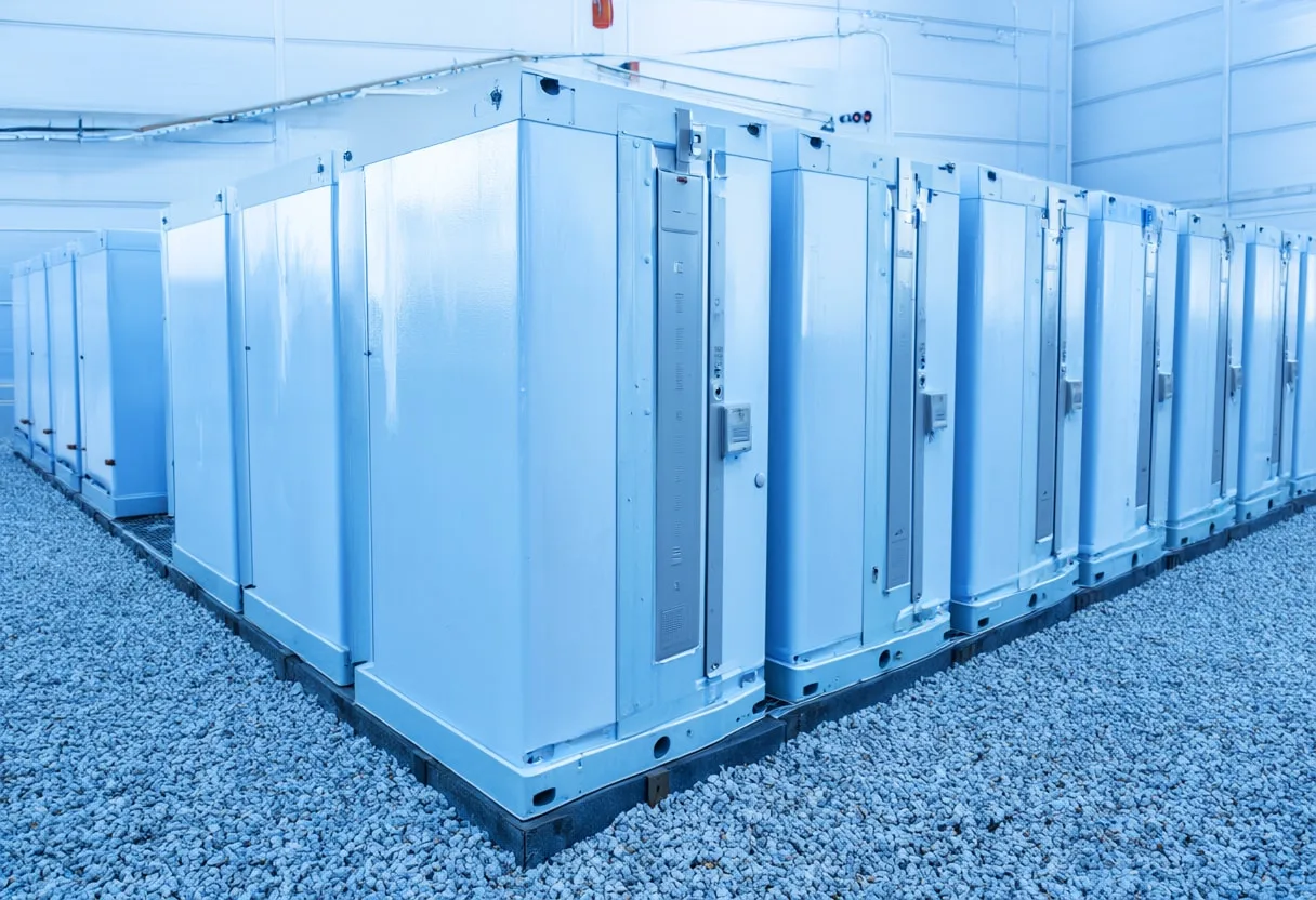 Battery Storage Containers with cool blue light