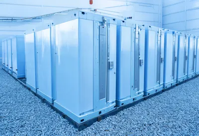Battery Storage Containers with cool blue light