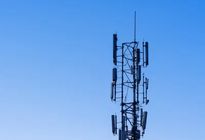 Telecom Tower at Dusk with cool blue light
