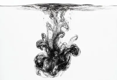 Ink Dispersing in Water in a deep palette