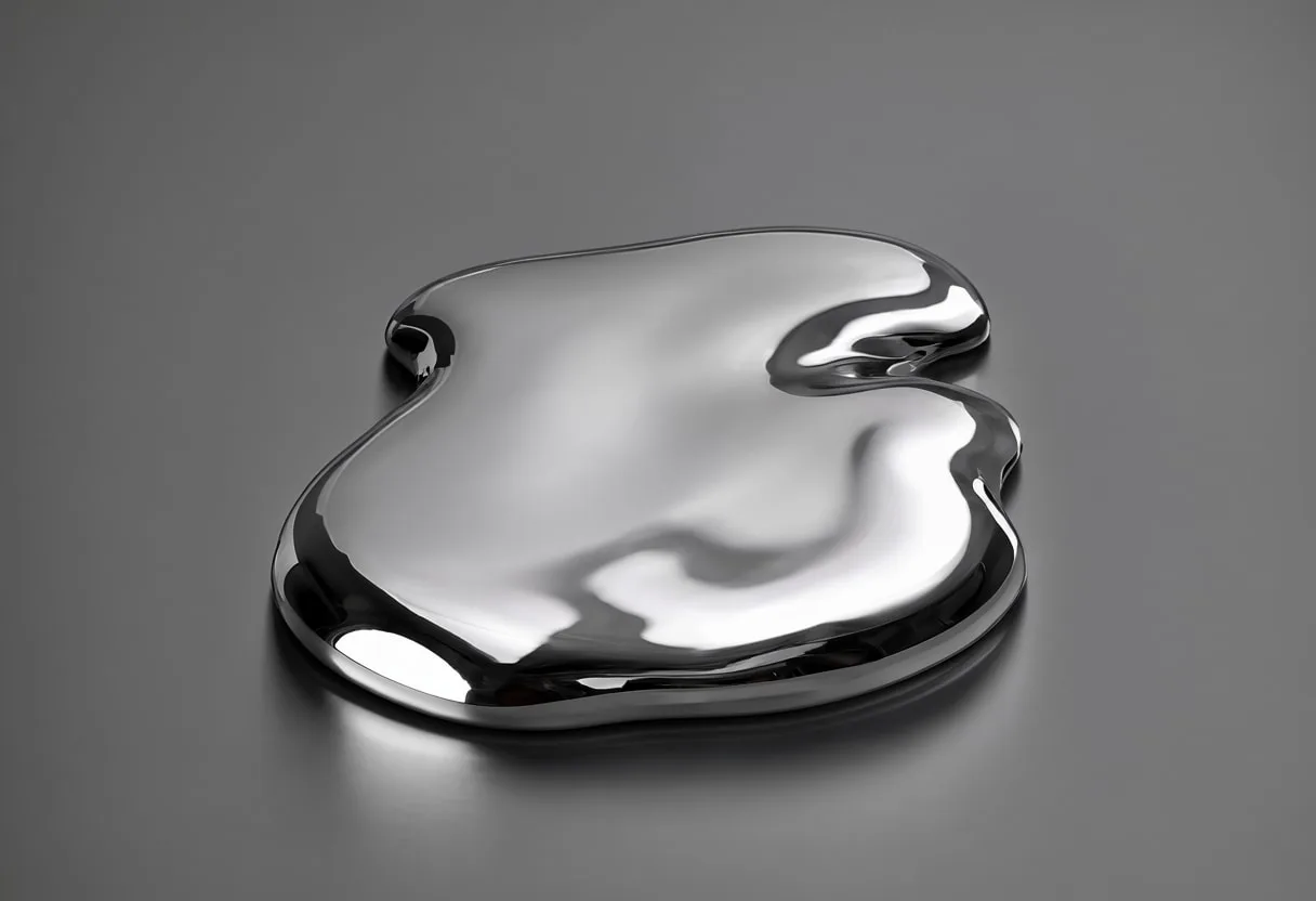 Chrome Blob on Grey in a deep palette