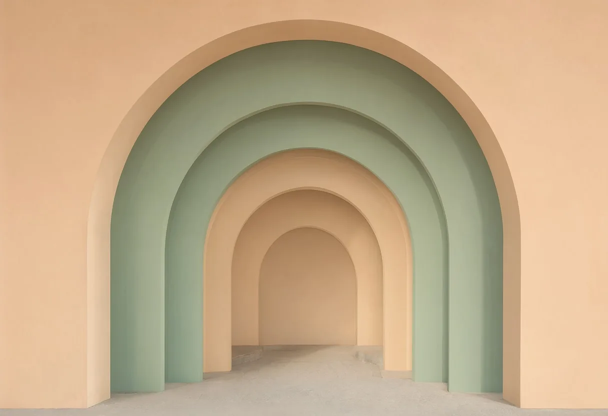 Nested Arches Pastel in a deep palette