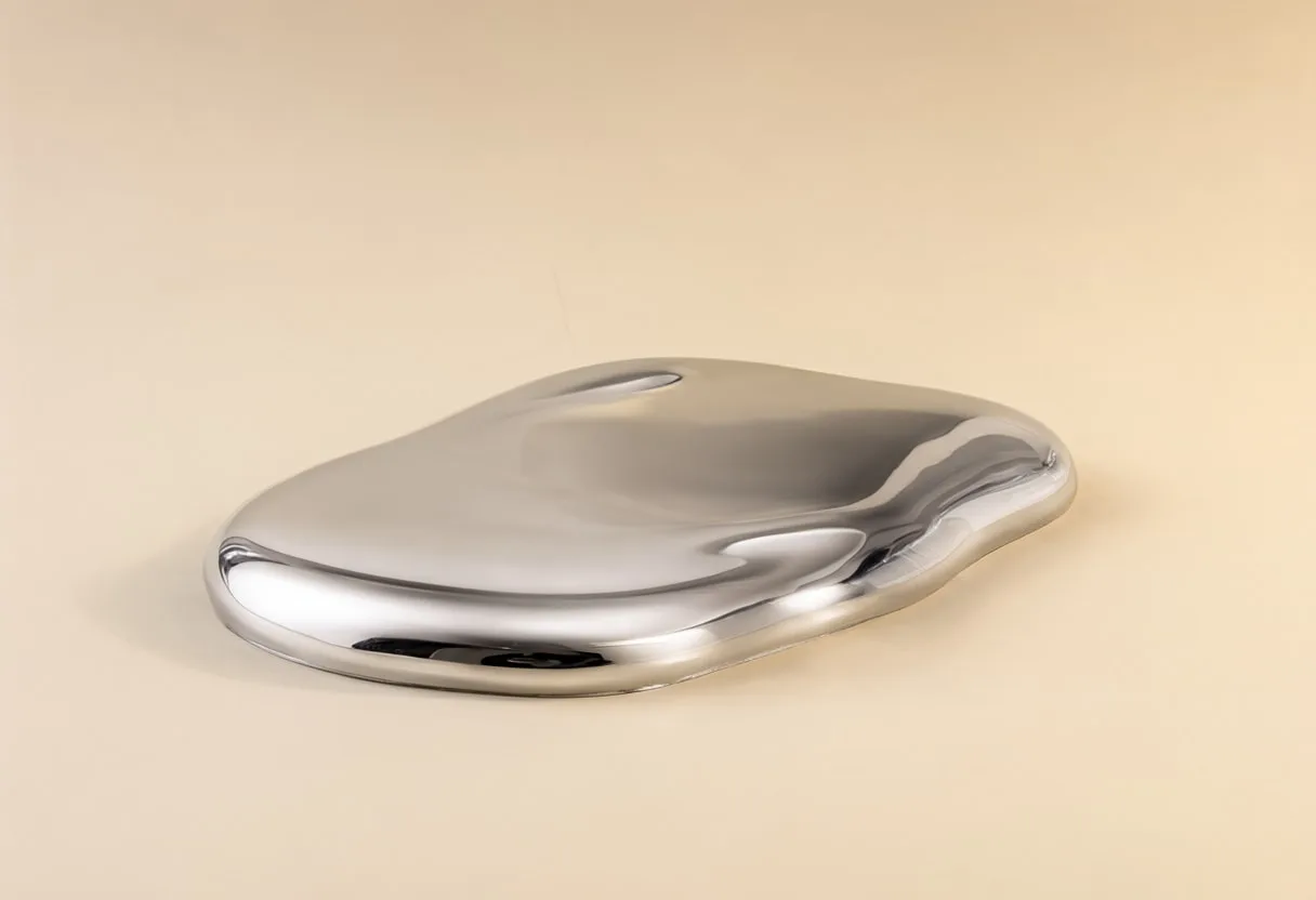 Chrome Blob on Grey in warm tones