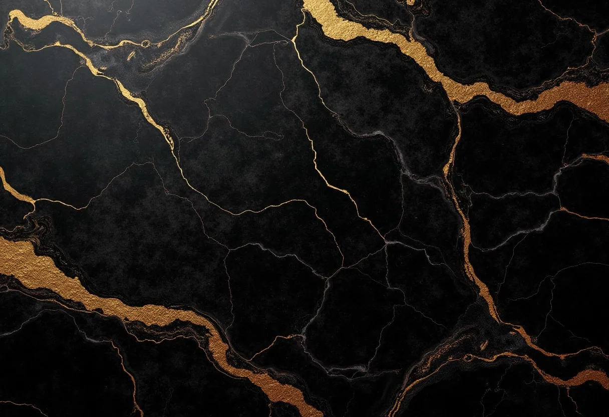 Black Marble with Gold Veins in warm tones