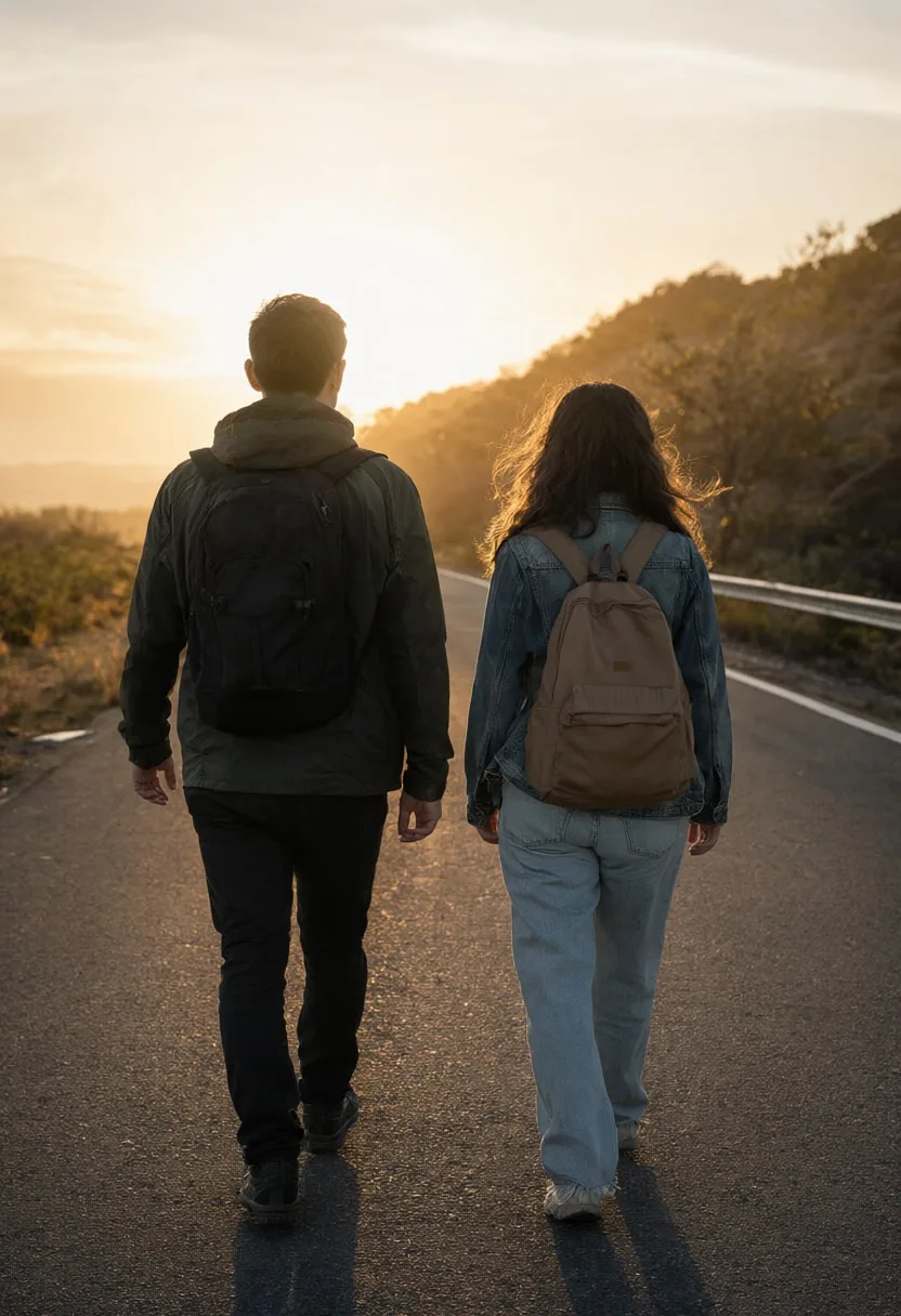 Two Friends Walking Away