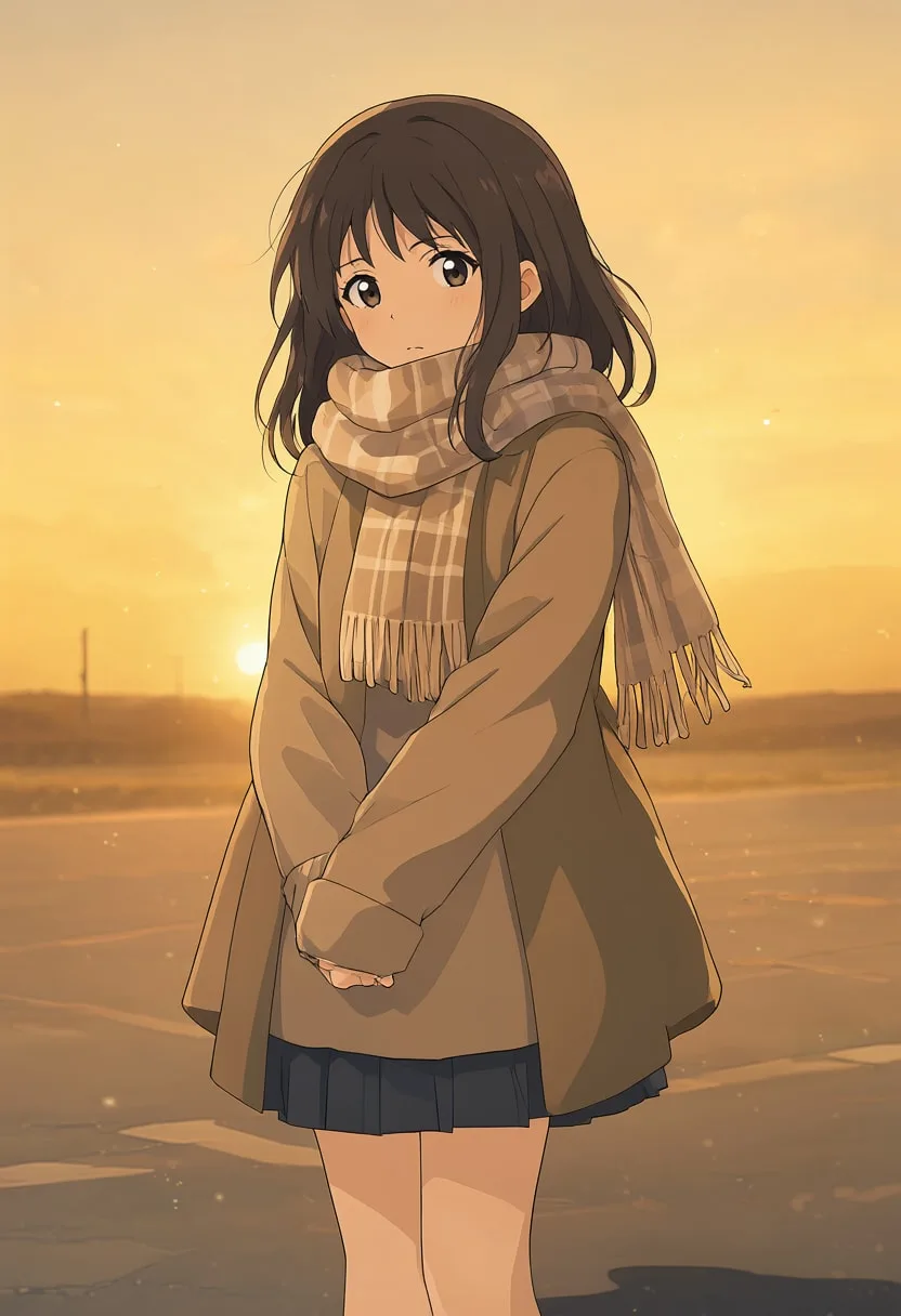 Cartoon Girl with a Scarf