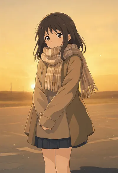 Cartoon Girl with a Scarf