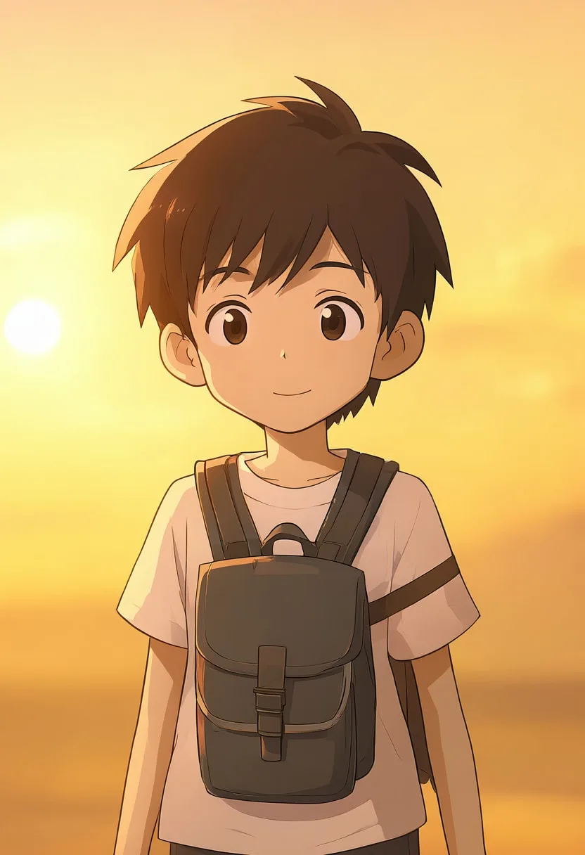 Cartoon Boy with a Backpack