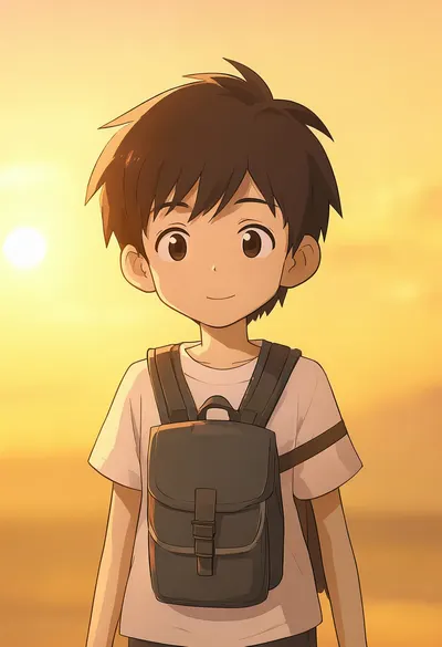 Cartoon Boy with a Backpack