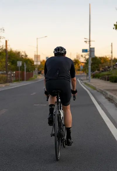 Silhouette of a Cyclist at Dusk