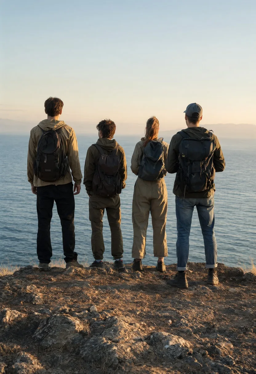 Group of Four on a Cliff
