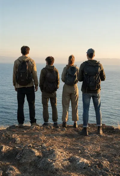Group of Four on a Cliff