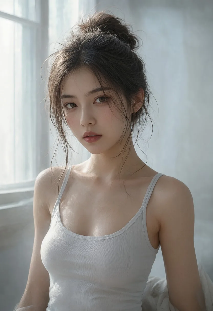 Portrait in Window Light in soft mist