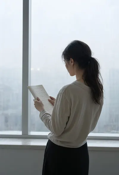 Woman Reading by a Window in soft mist