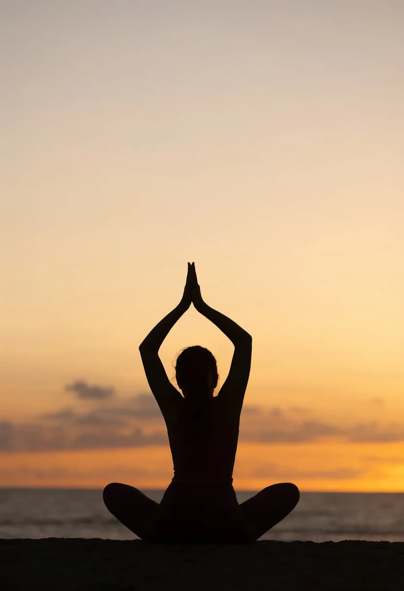 Yoga Figure at Sunrise at dusk