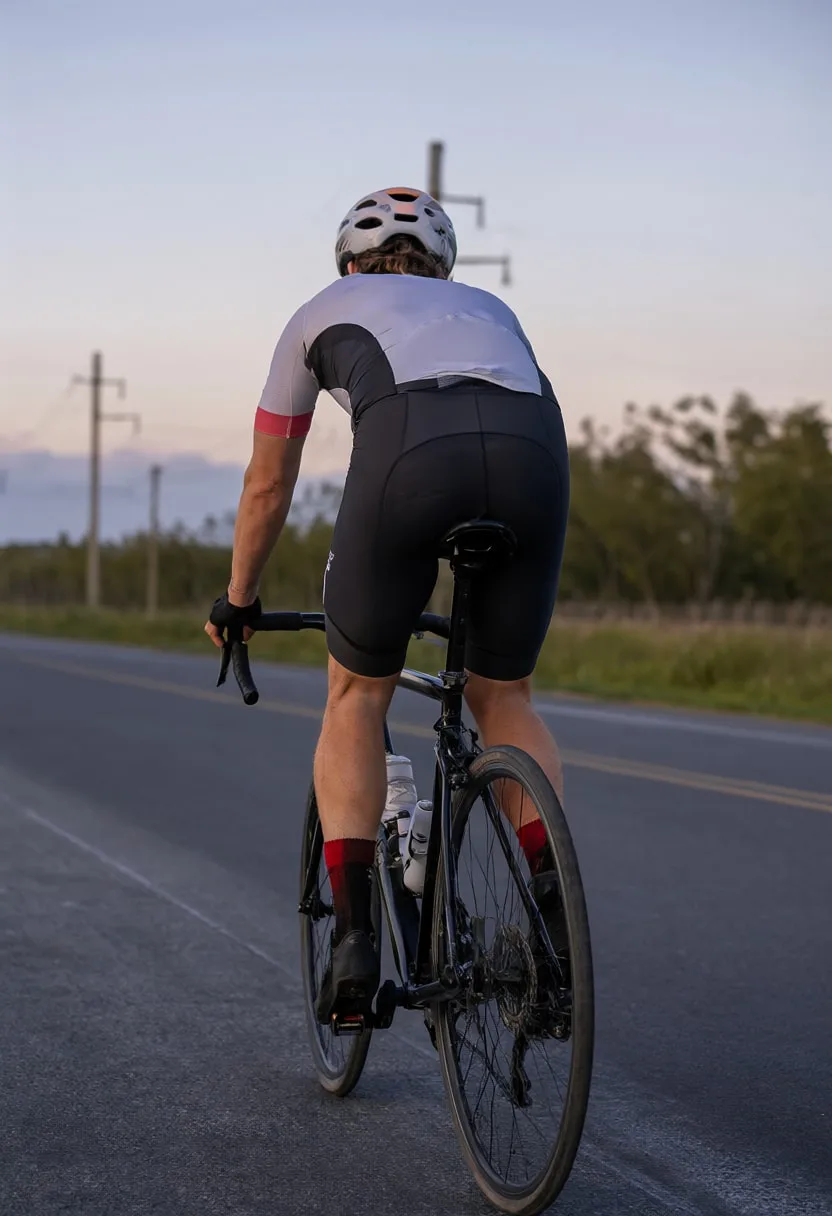 Silhouette of a Cyclist at Dusk at dusk