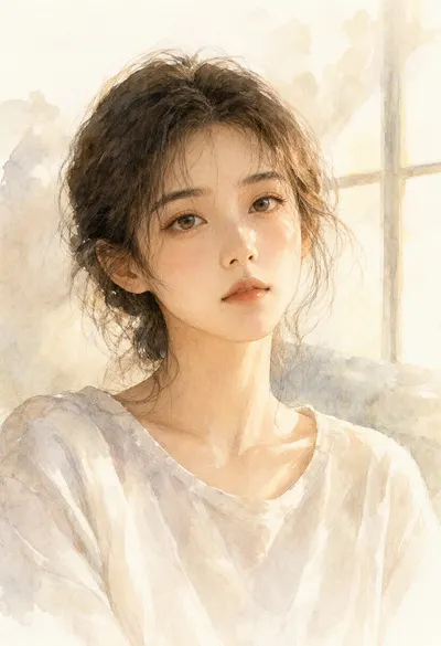 Portrait in Window Light in warm evening light
