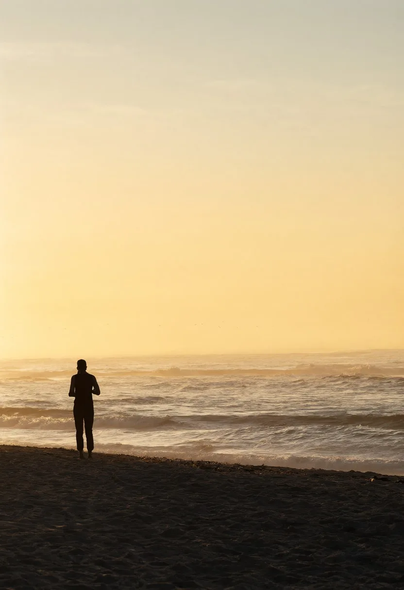 Silhouette on a Beach at Sunset at golden hour