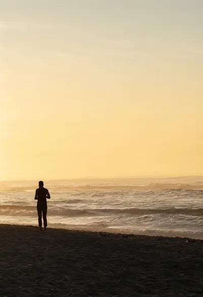 Silhouette on a Beach at Sunset at golden hour