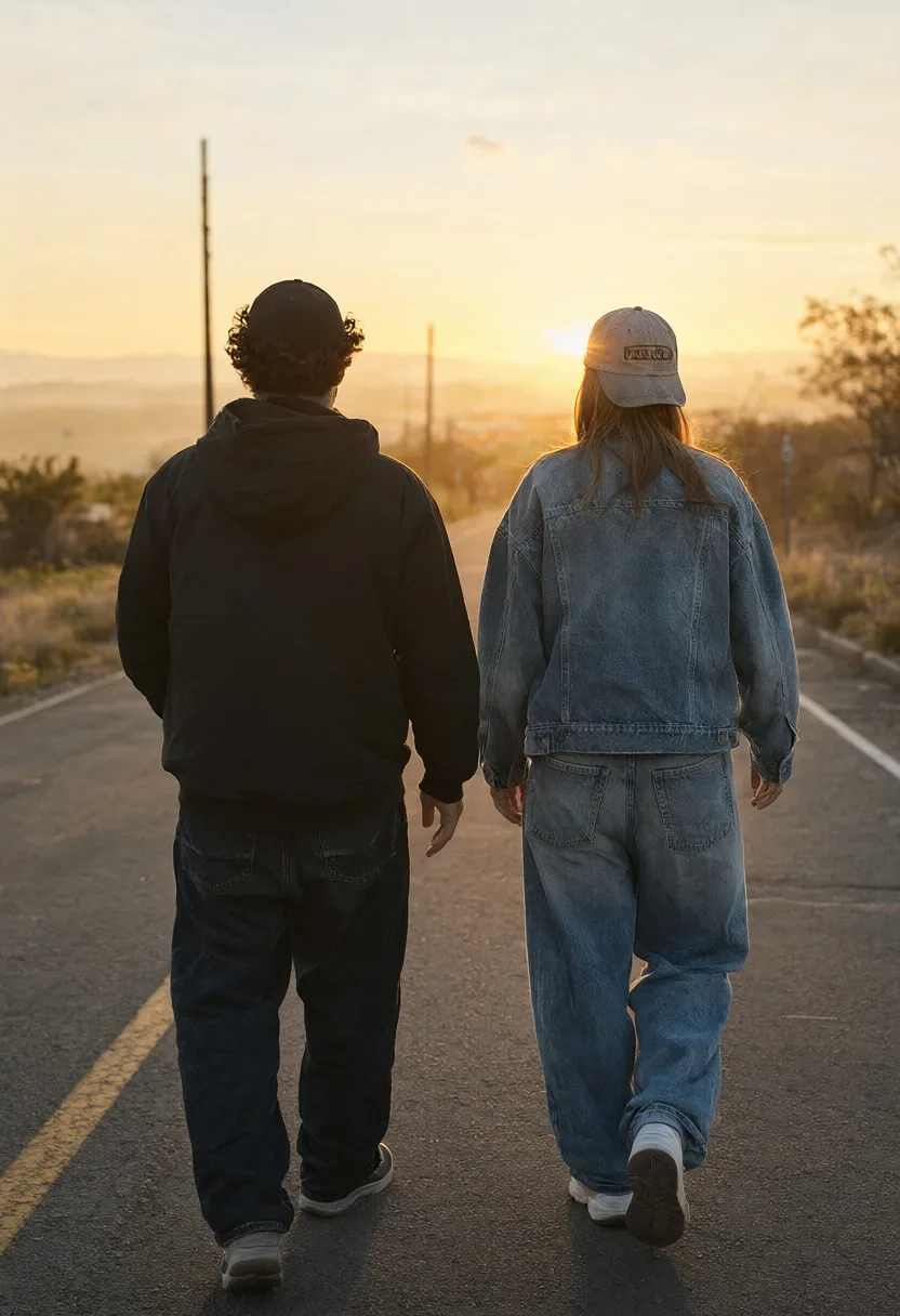 Two Friends Walking Away at golden hour
