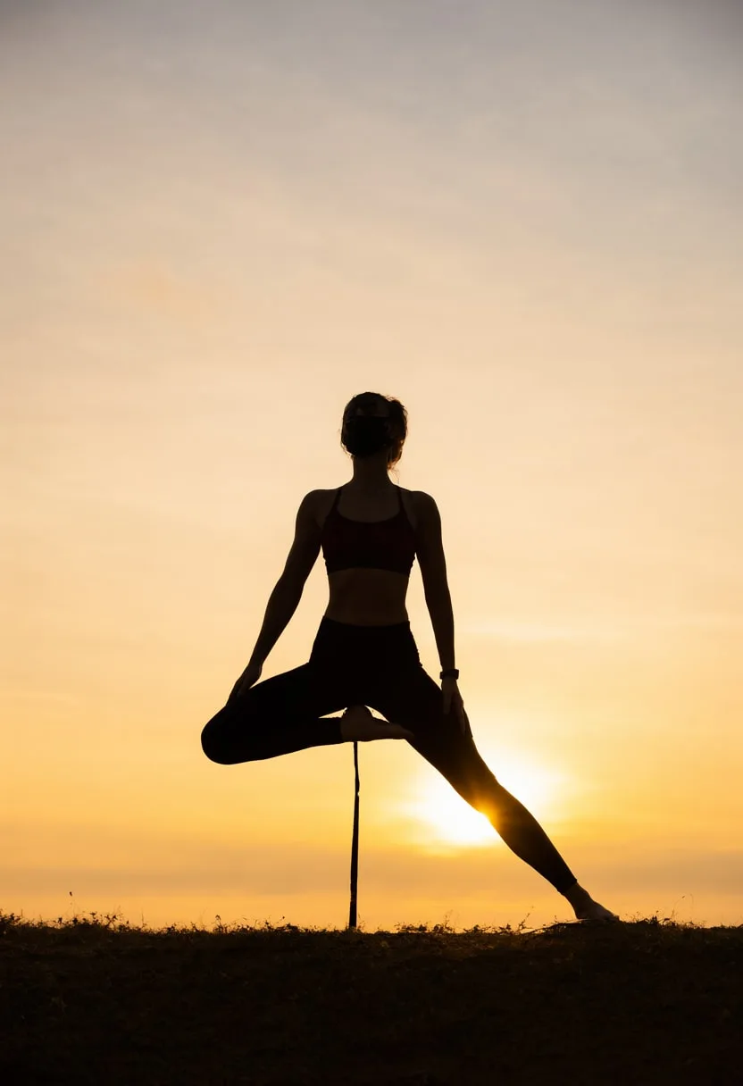 Yoga Figure at Sunrise at golden hour