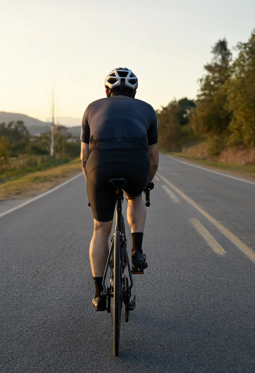 Silhouette of a Cyclist at Dusk at golden hour