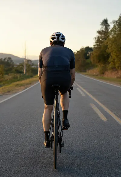 Silhouette of a Cyclist at Dusk at golden hour