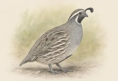 Quail against a soft blurred background Pencil Sketch