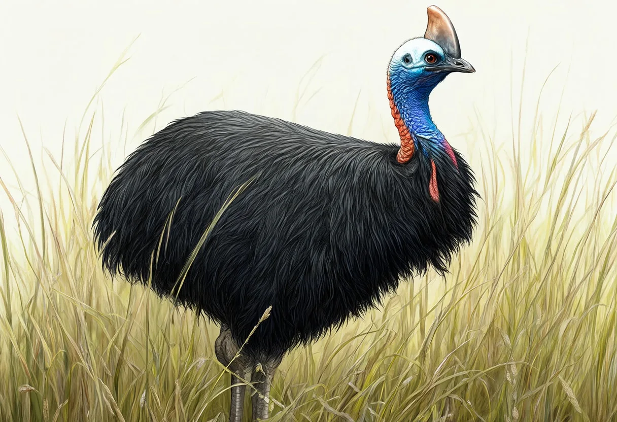Cassowary in tall grass Digital Illustration