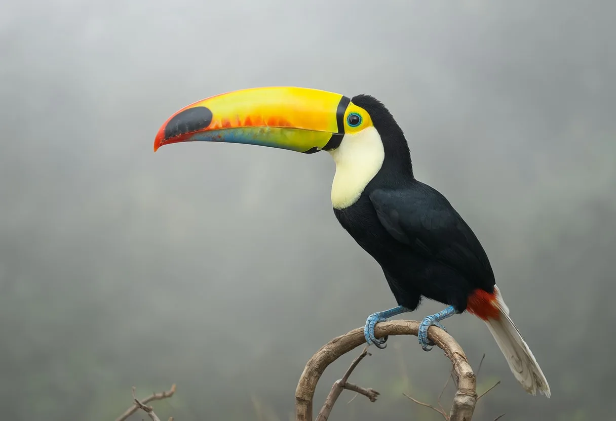 Toucan in gentle mist