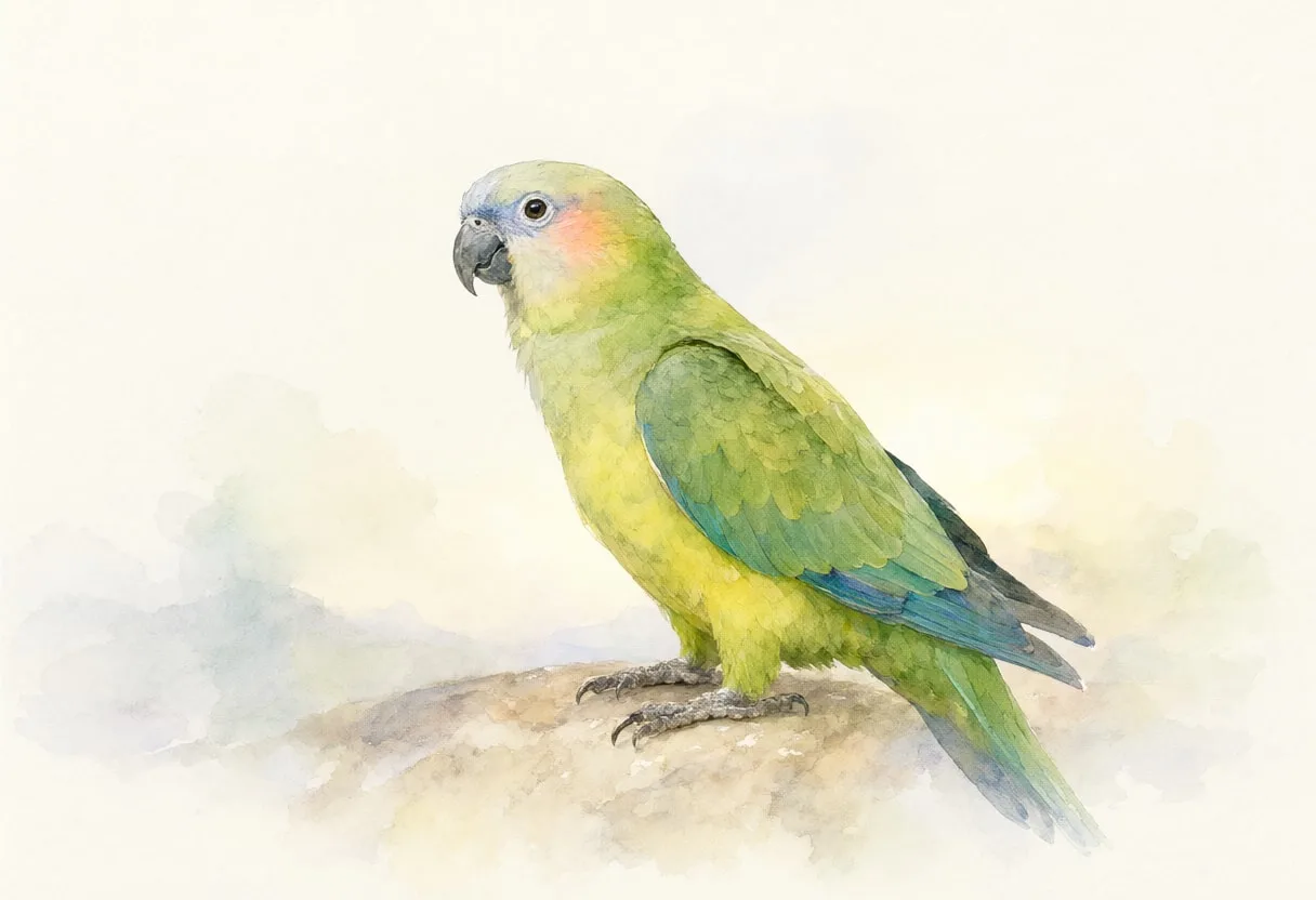 Parrot in soft morning light Watercolour