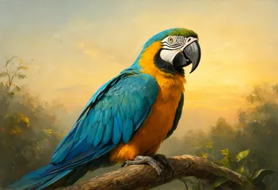 Macaw at golden hour Oil Painting