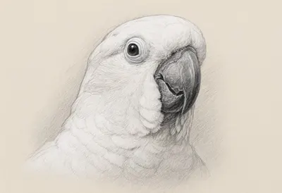 Cockatoo close-up portrait Pencil Sketch